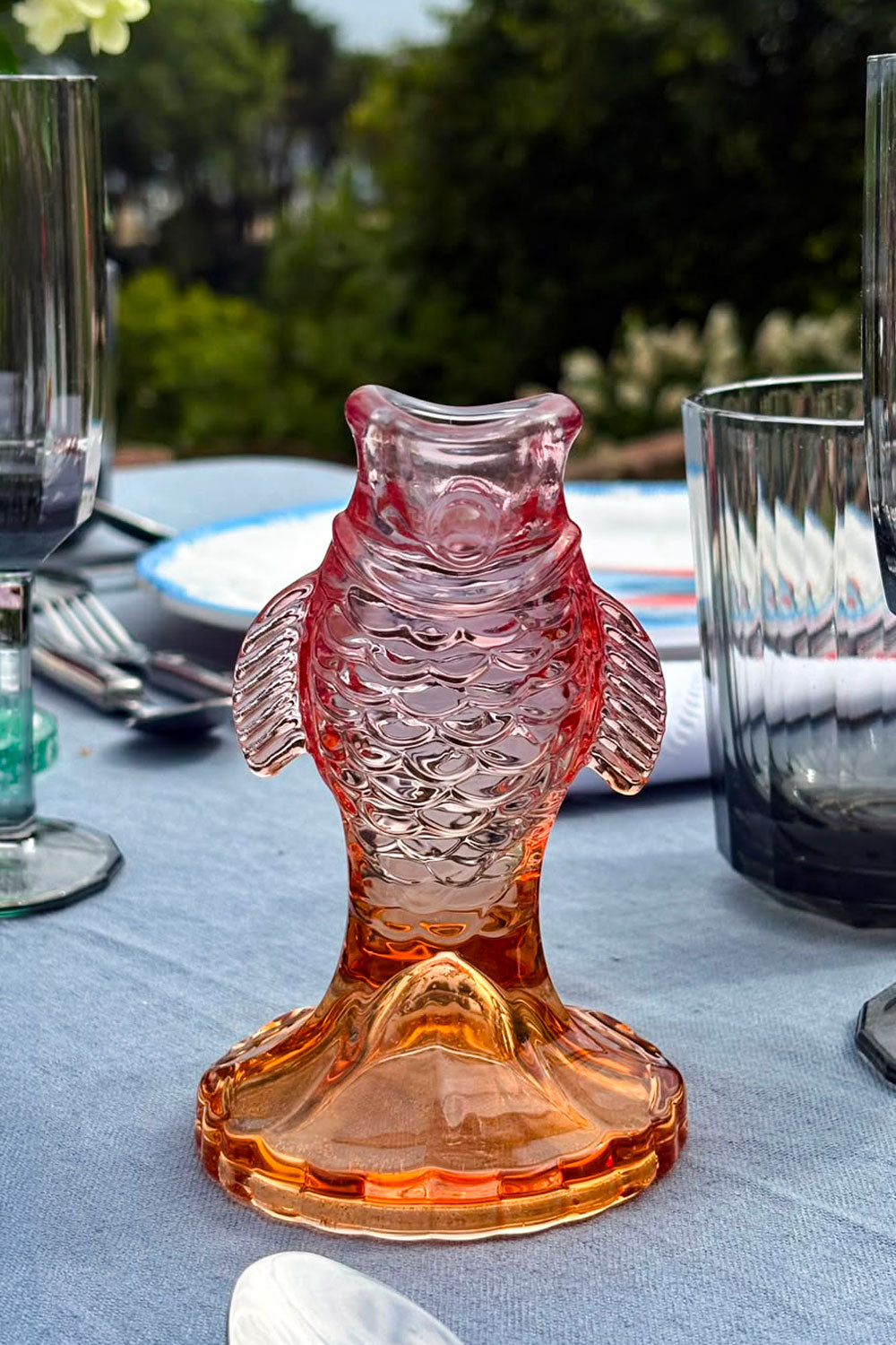 Candelabro De Cristal Diseño Pez Rosa Cristina Oria 