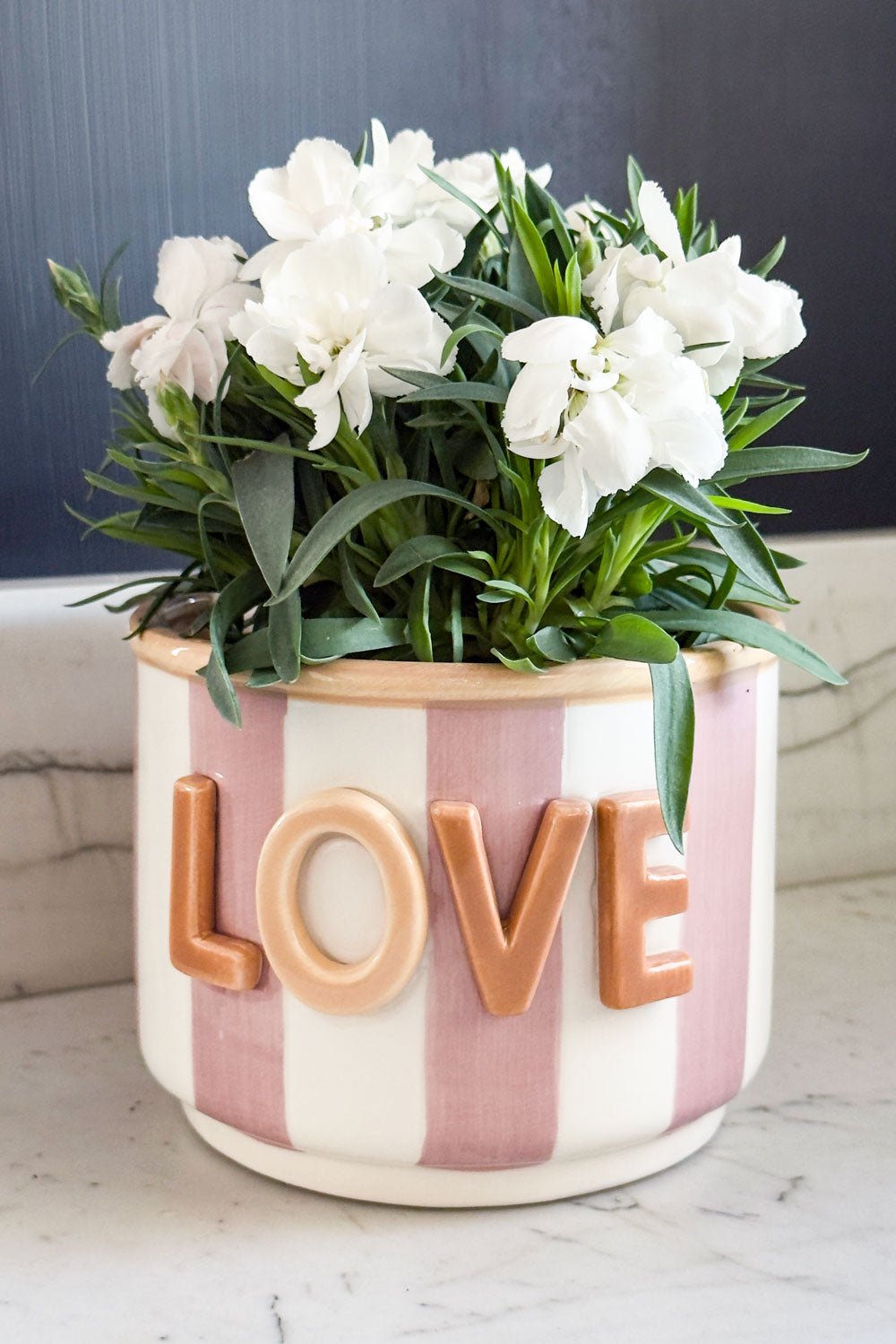 Jarrón Rosa Y Blanco Diseño "Love" Cristina Oria