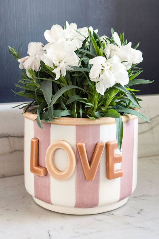 Jarrón Rosa Y Blanco Diseño "Love" Cristina Oria