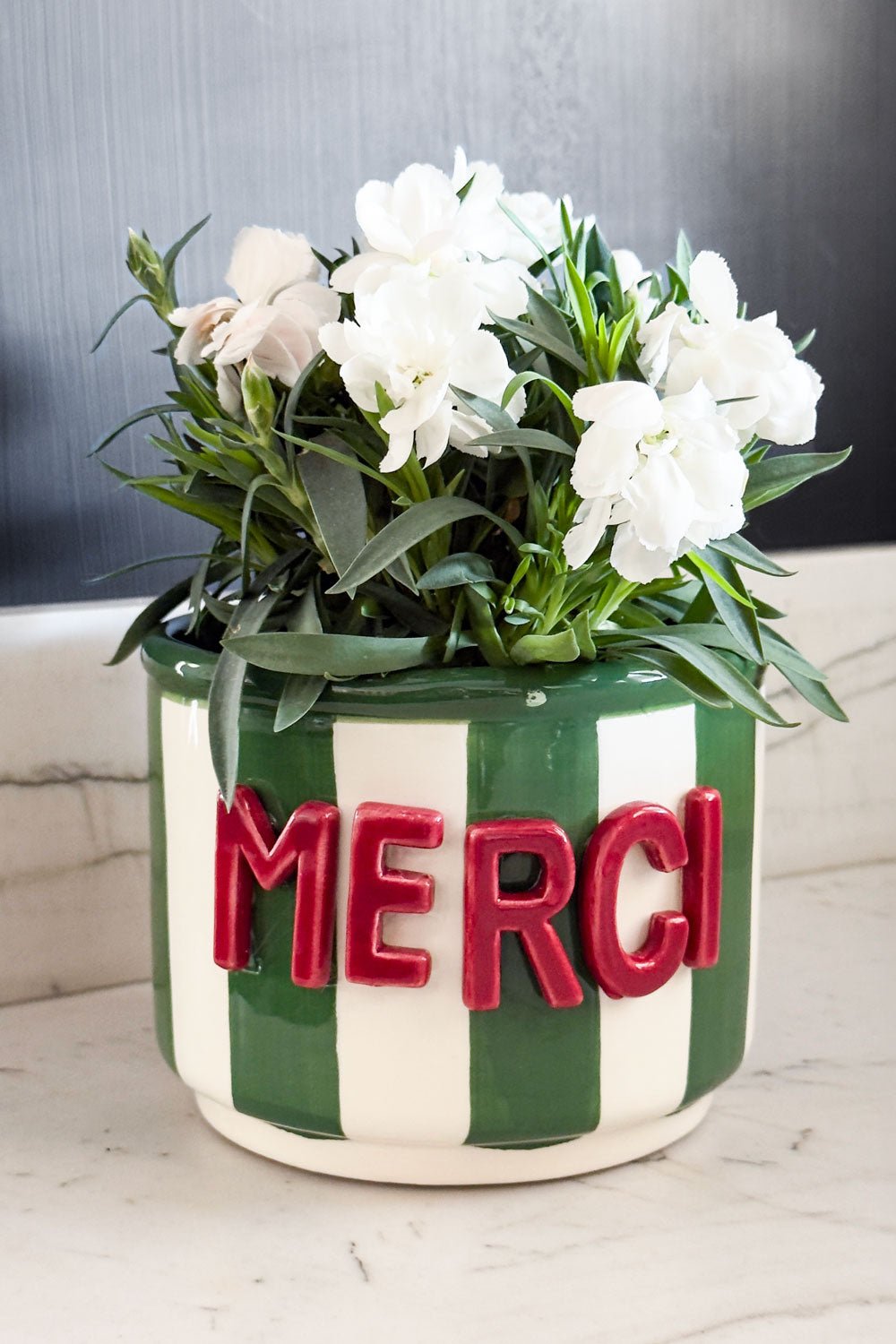 Jarrón Verde Y Blanco Diseño "Merci" Cristina Oria