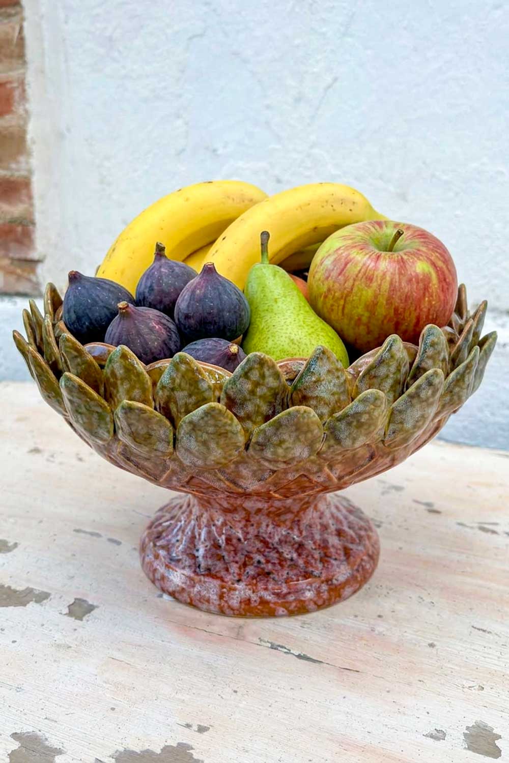 Frutero Jarrón De Gres Diseño Hojas Cristina Oria