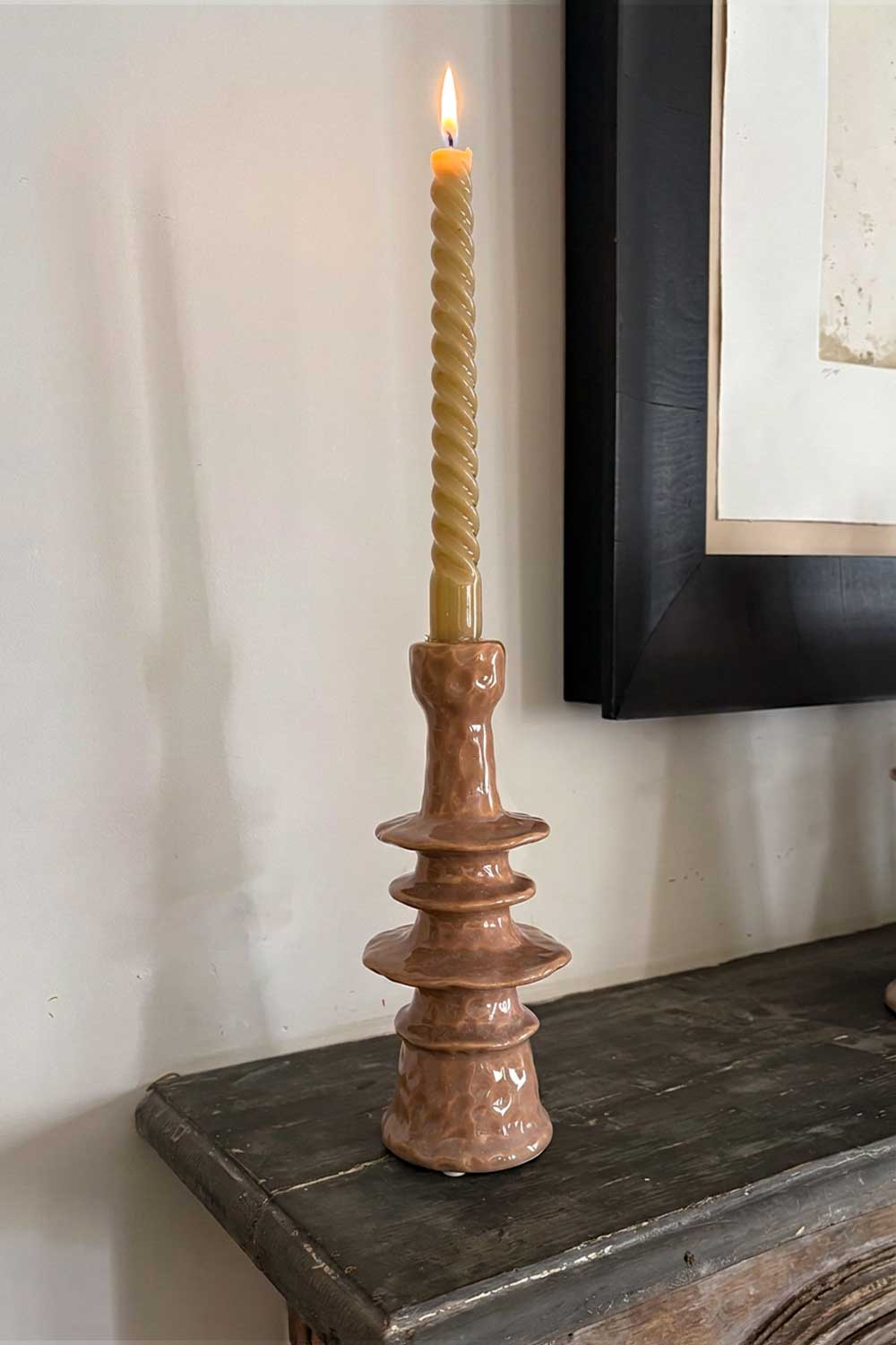 Candelabro Beige Diseño Platillos Escalonados Mediano Cristina Oria