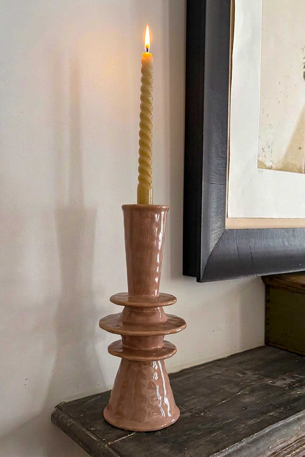 Candelabro Beige Diseño Platillos Escalonados Bajos Cristina Oria