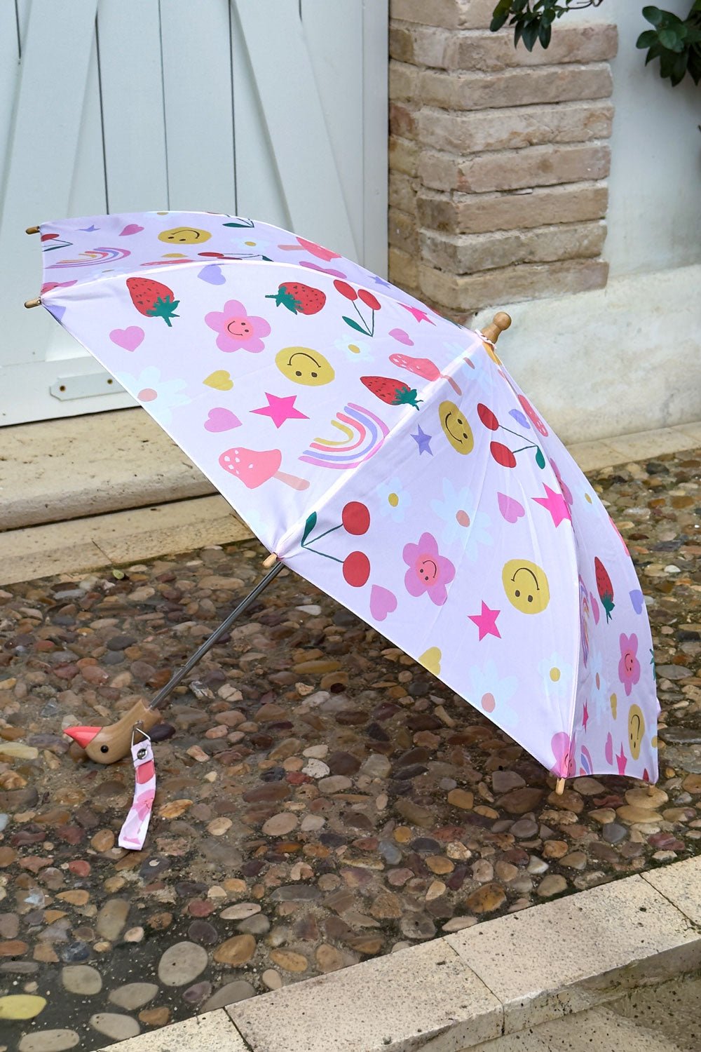 Detalle Paraguas Infantil Diseño Figuras Coloridas Cristina Oria 