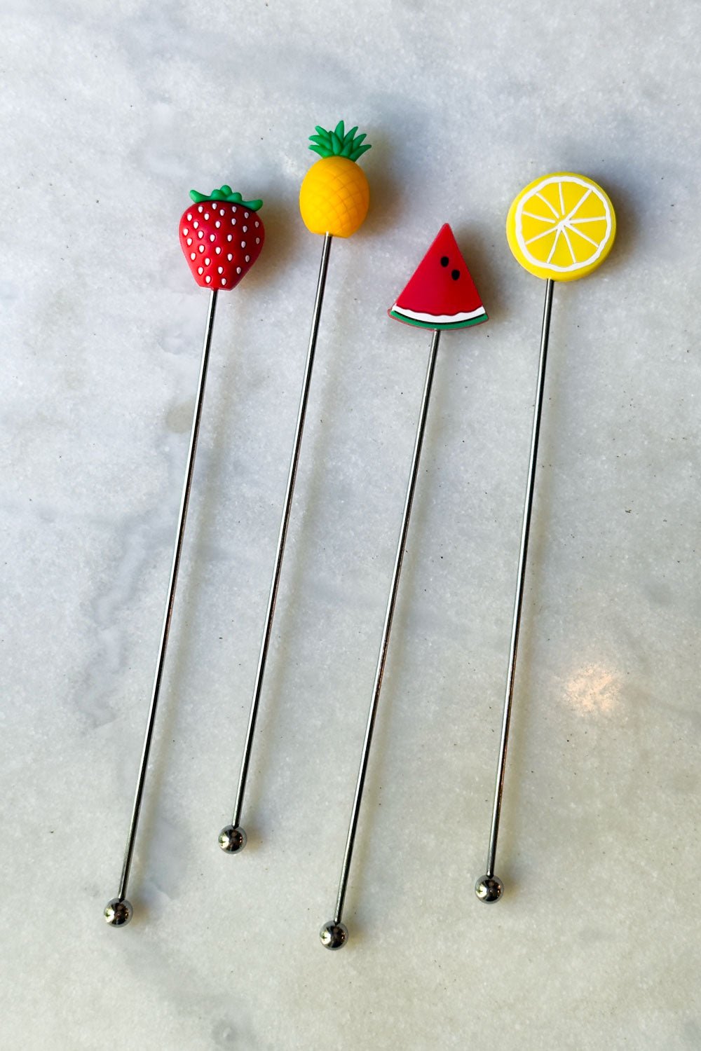 Detalles Set 4 Agitadores Cóctel Diseño Frutas Cristina Oria