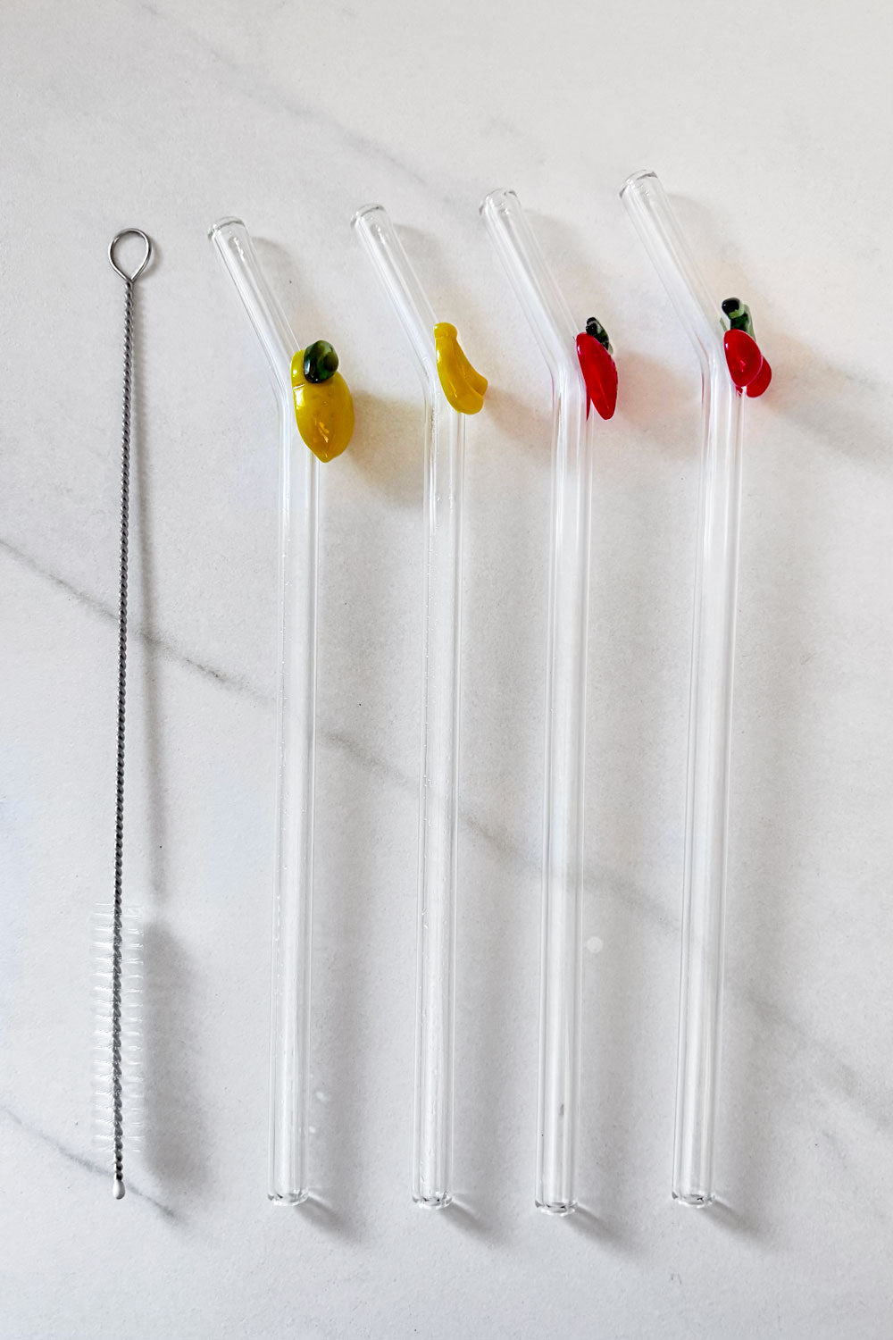 Detalles Set 4 Pajitas De Cristal Diseño Frutas Cristina Oria