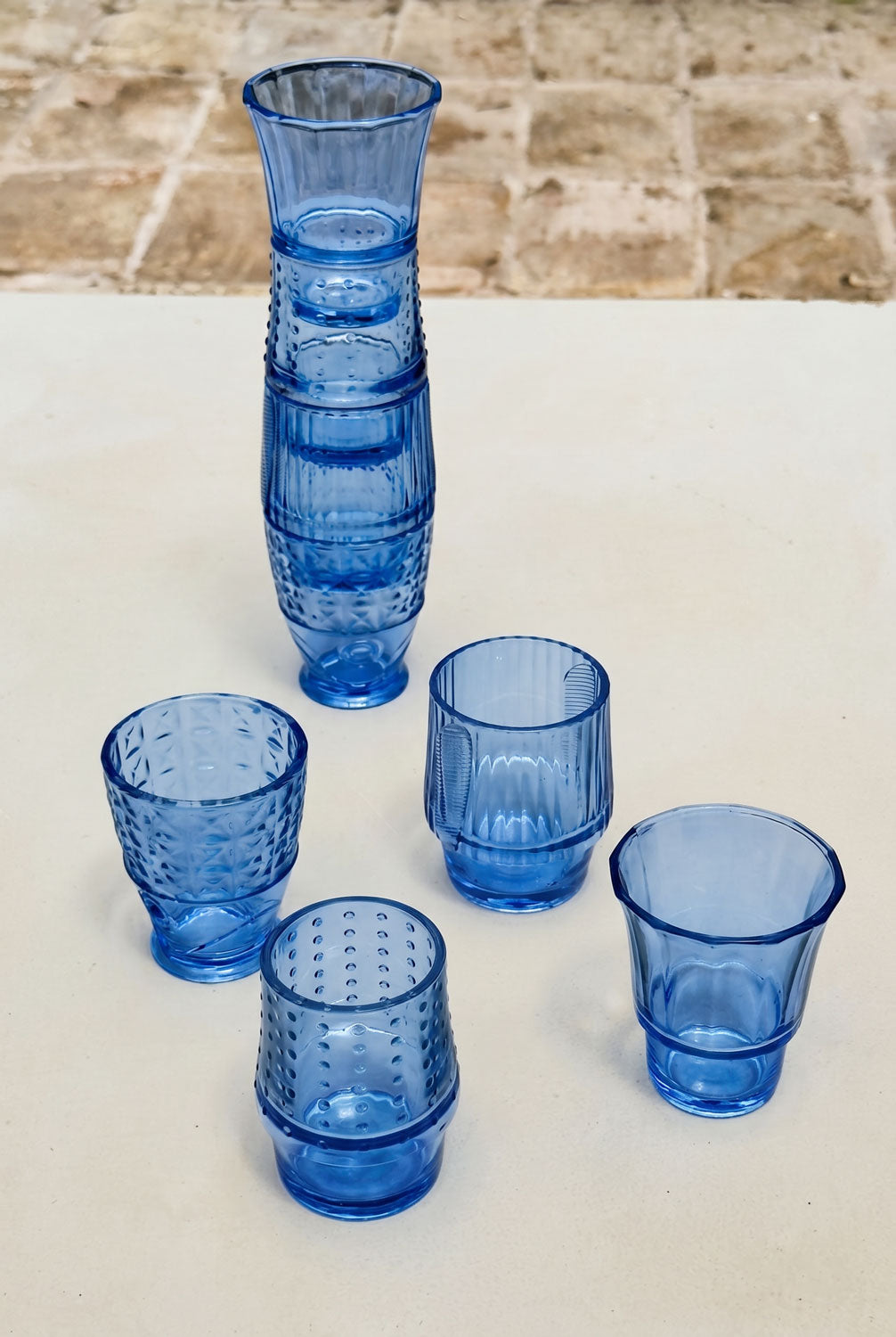 Pez Apilados Azul Set 4 Vasos De Cristal Diseño Pez Cristina Oria