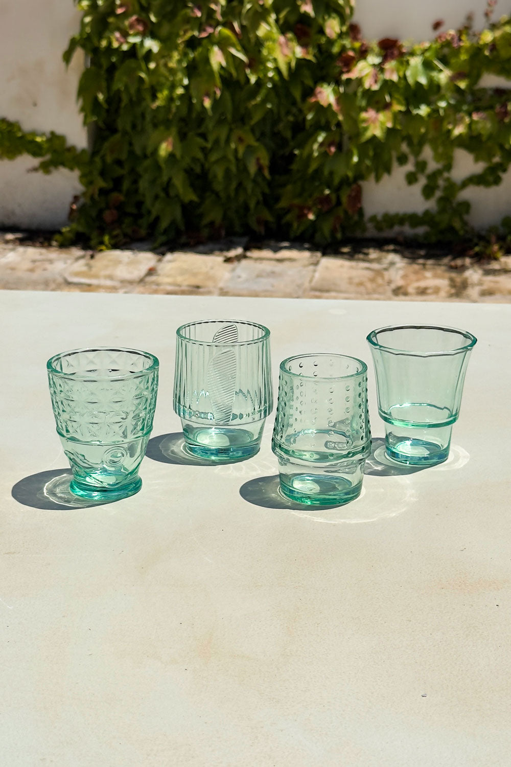 Verde Set 4 Vasos De Cristal Diseño Pez Cristina Oria
