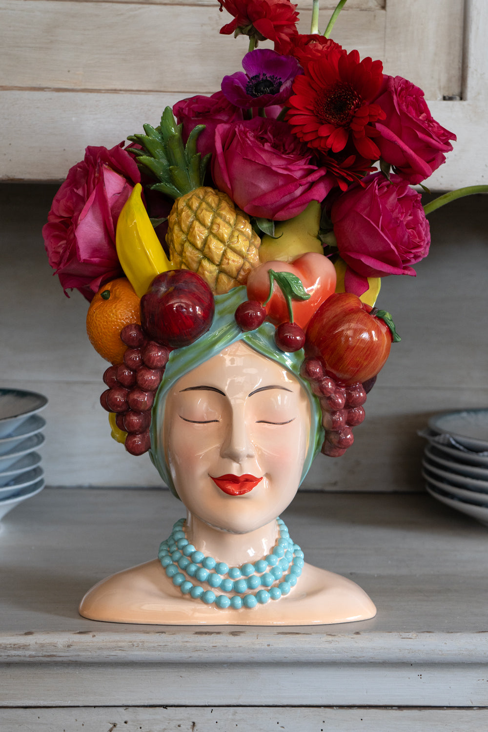 Jarrón Busto Lady Tutti Fruti Colores De Porcelana Cristina Oria