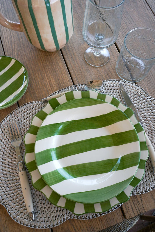 Plato De Postre Rayas Verdes Cristina Oria 