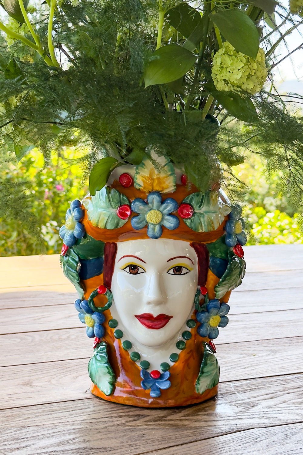 Jarrón Porcelana Busto Paraíso Tropical