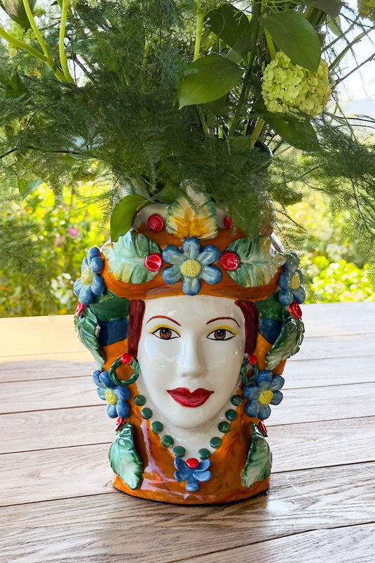 Jarrón Porcelana Busto Paraíso Tropical