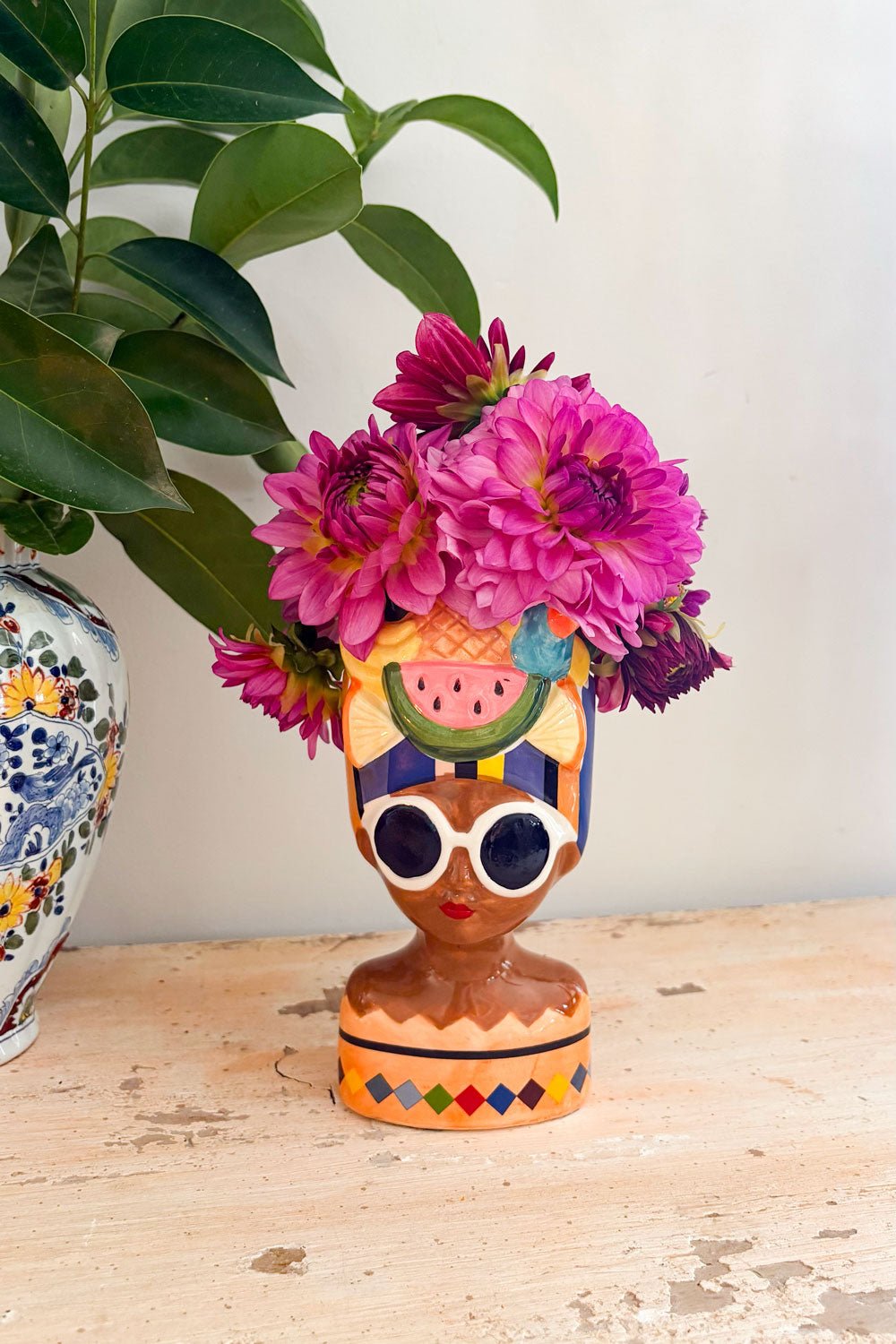 Flores Jarrón Busto Lady Verano Tropical Cristina Oria