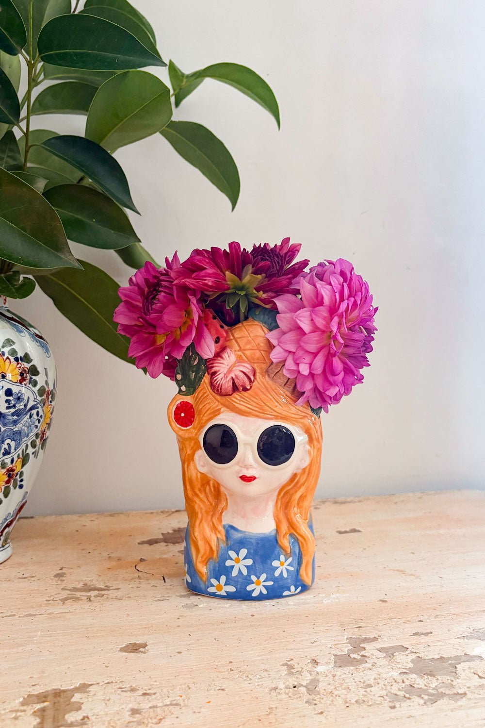 Pelo Rojo Jarrón Busto Lady Verano Tropical Cristina Oria