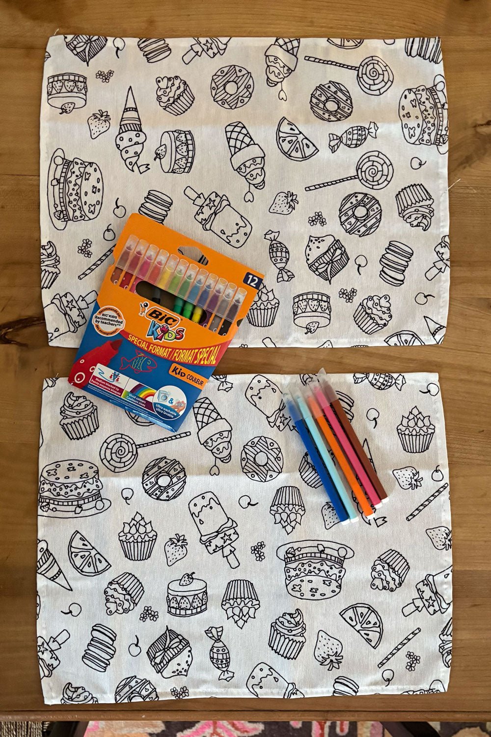 Set 2 Individuales Coloreables Infantiles Con Motivos De Repostería Y Dulces