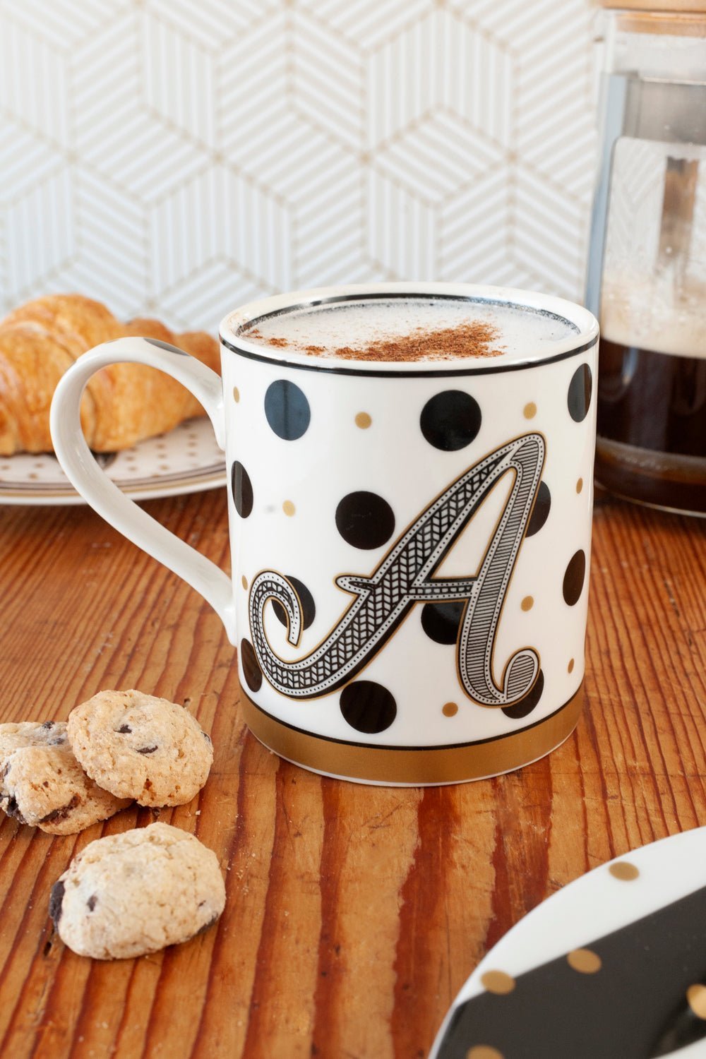 Saco de caneca com iniciais e biscoitos sem glúten especial professores