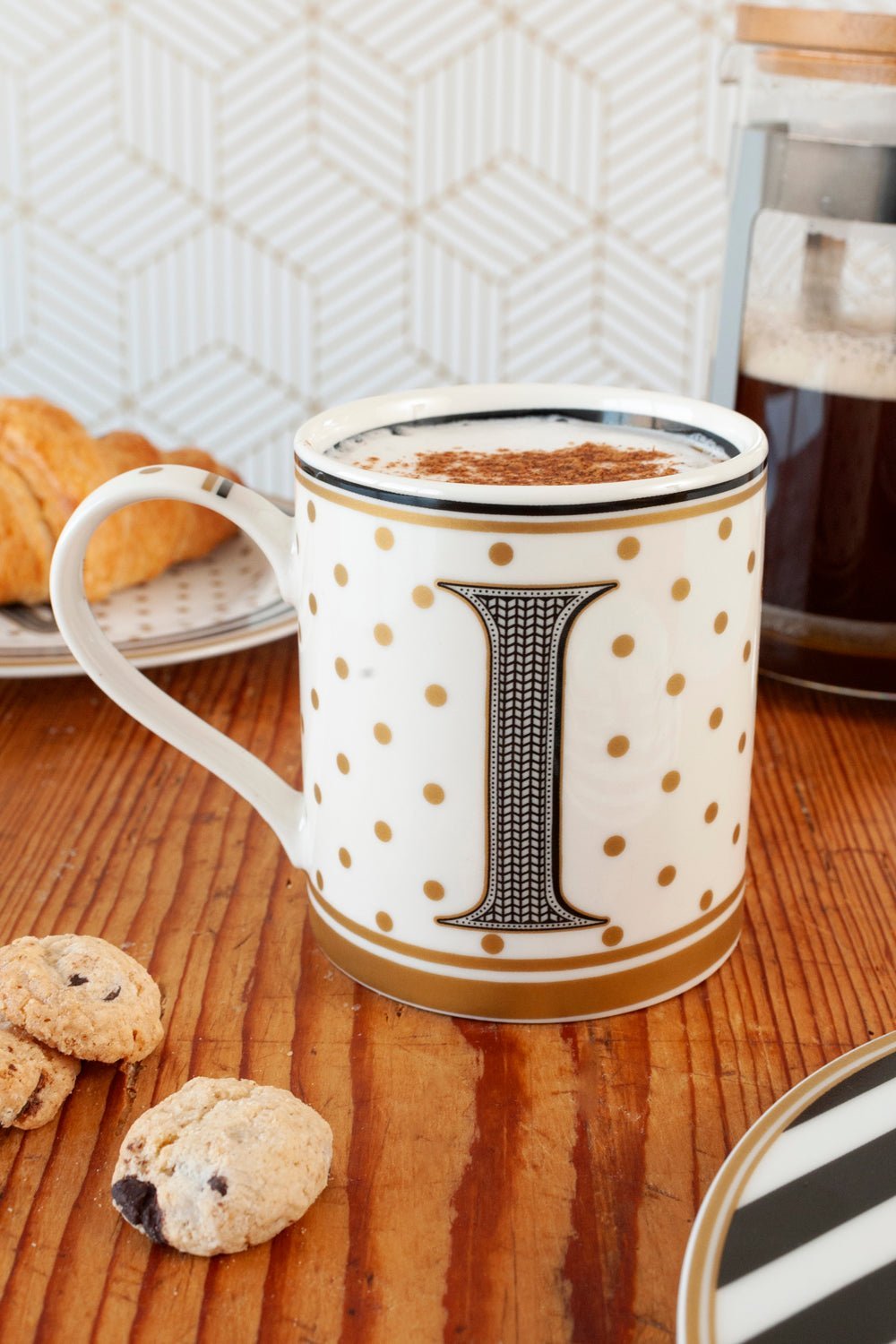 Saco de caneca com iniciais e biscoitos sem glúten especial professores