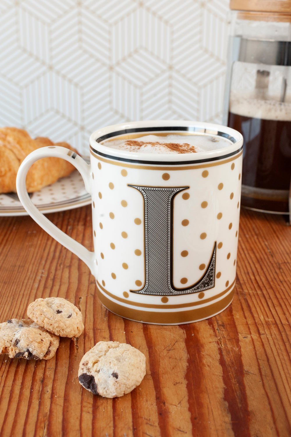 Saco de caneca com iniciais e biscoitos sem glúten especial professores