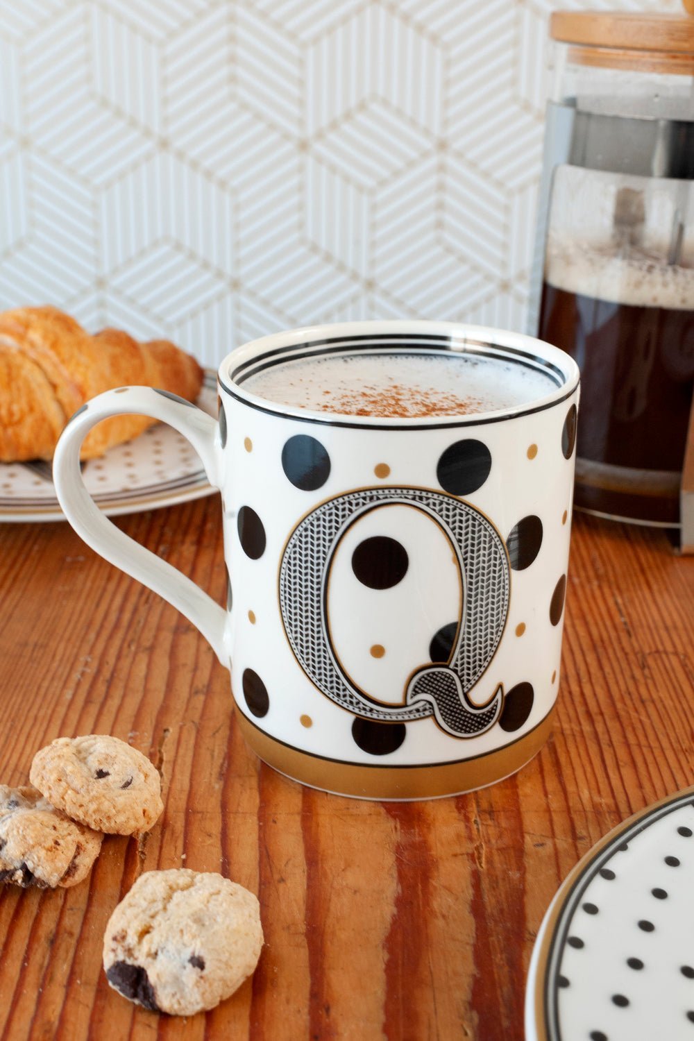 Saco de caneca com iniciais e biscoitos sem glúten especial professores