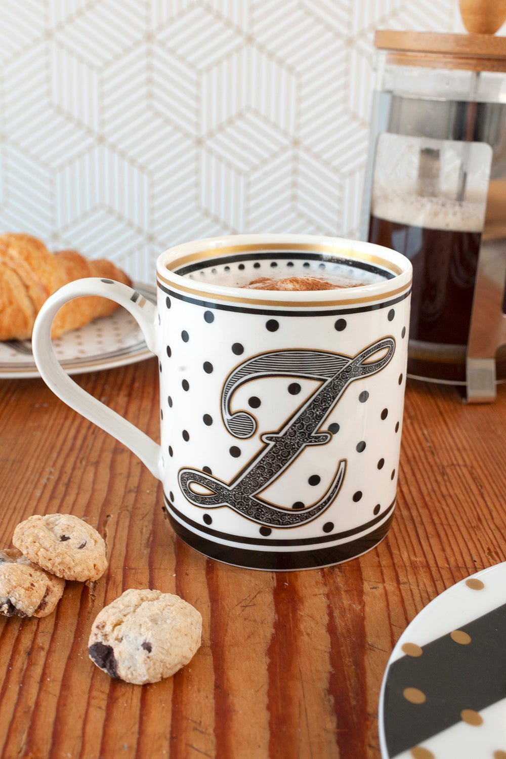 Saco de caneca com iniciais e biscoitos sem glúten especial professores