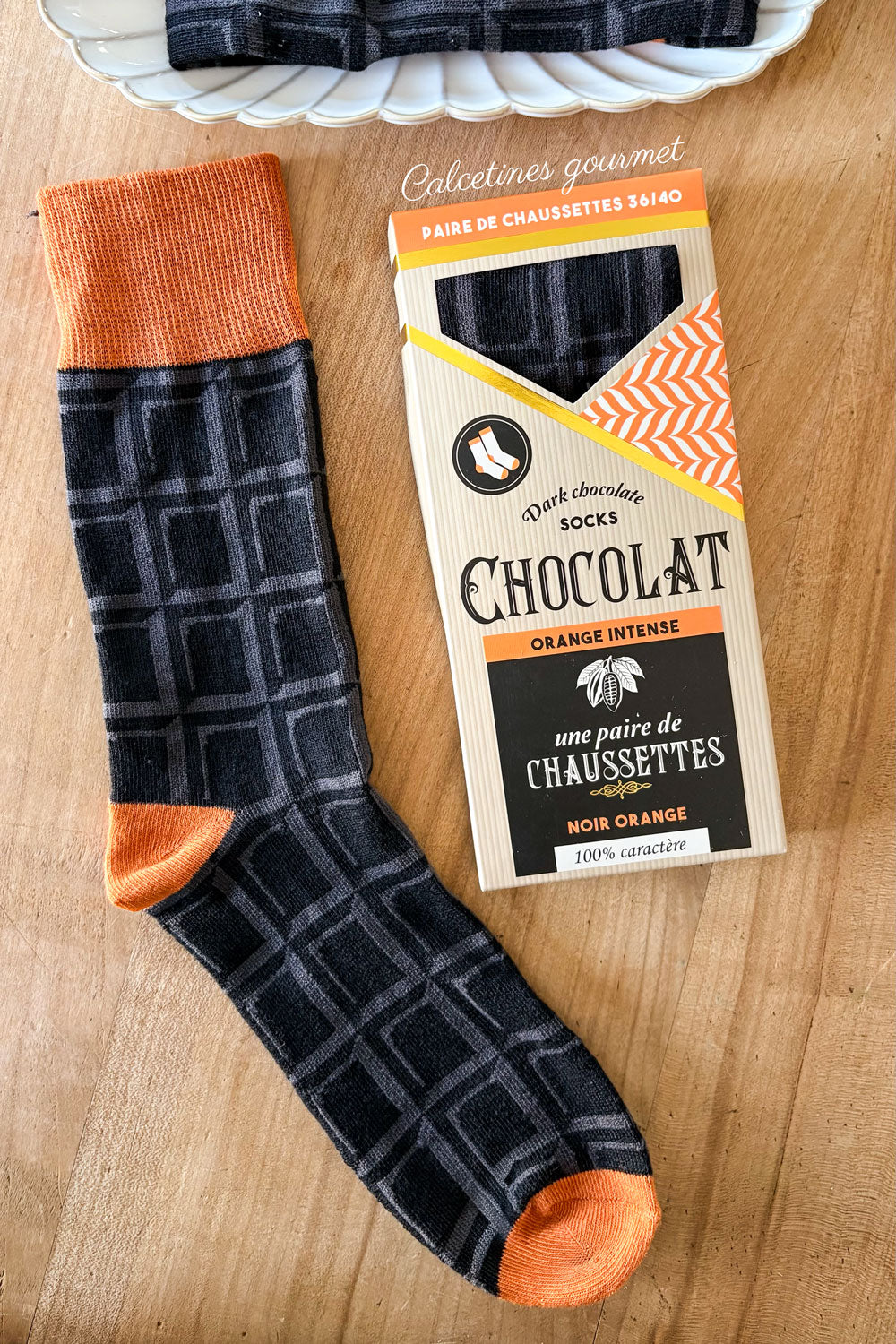 Calcetines Diseño Tableta De Chocolate Negro Cristina Oria 