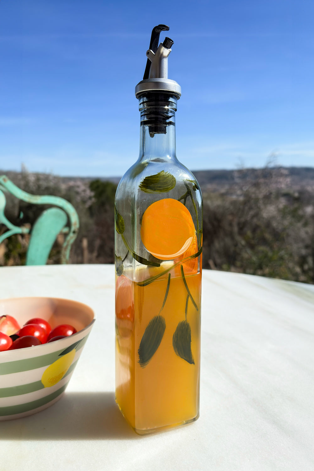 Aceitera O Vinagrera De Cristal Diseño Limones Cristina Oria 