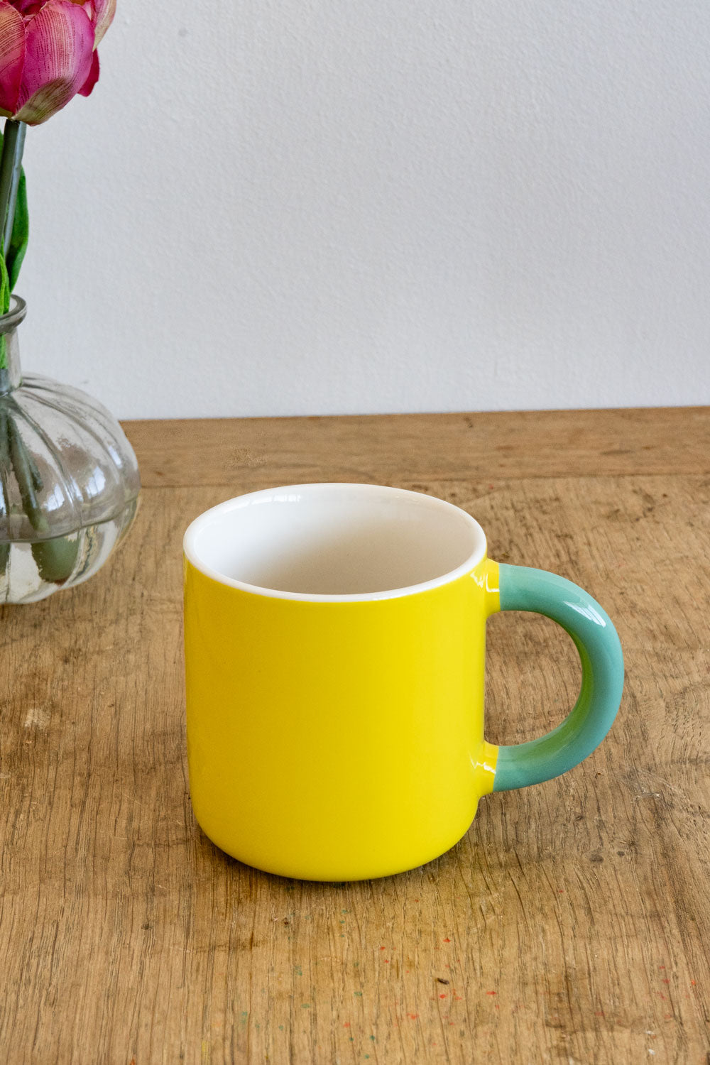 Amarilla Taza De Porcelana Con Asa De Colores Cristina Oria