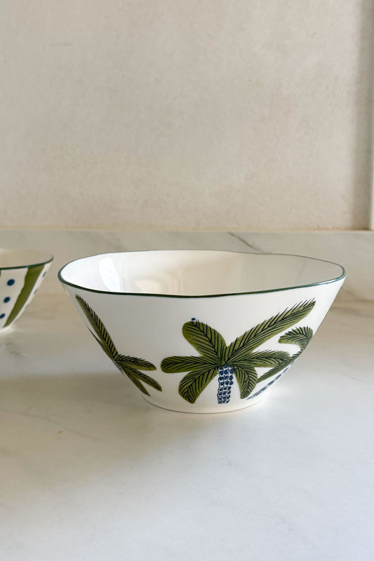 Ensaladera De Porcelana Diseño Palmeras Cristina Oria