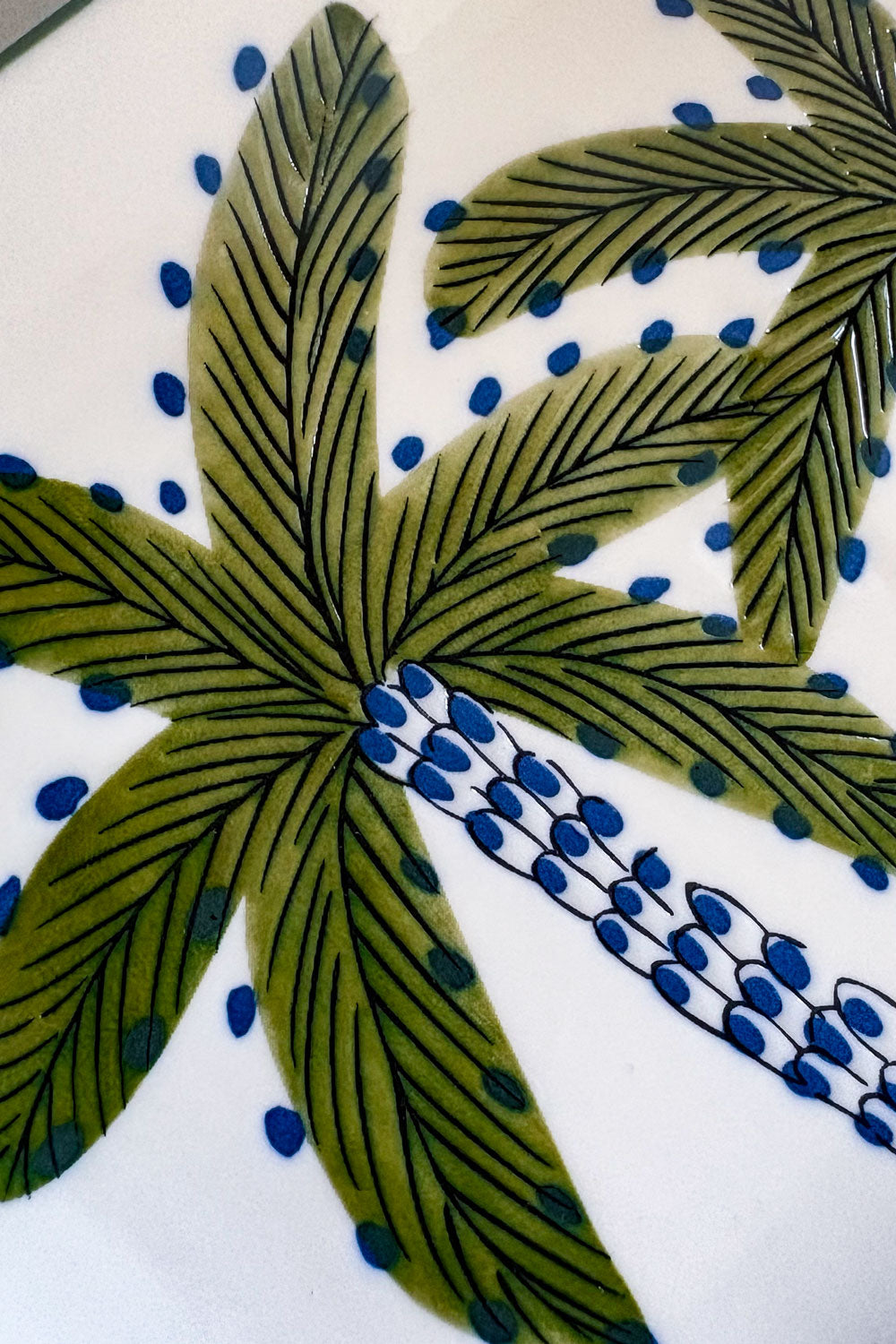 Hoja Verde Bandeja De Porcelana Diseño Palmeras Cristina Oria