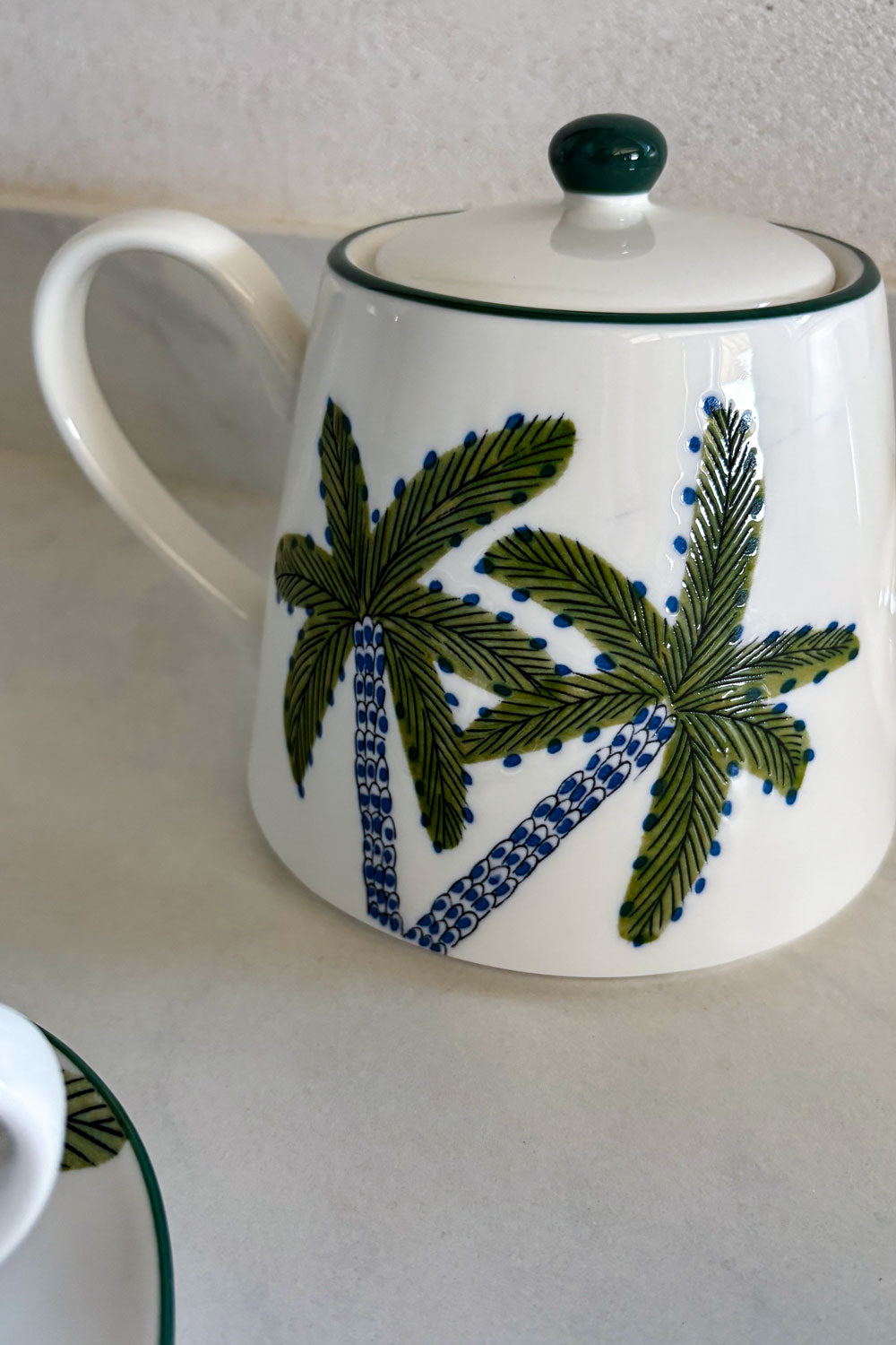 Asa Tetera De Porcelana Diseño Palmeras Cristina Oria