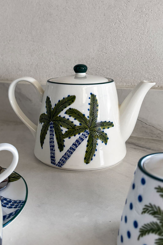 Tetera De Porcelana Diseño Palmeras Cristina Oria