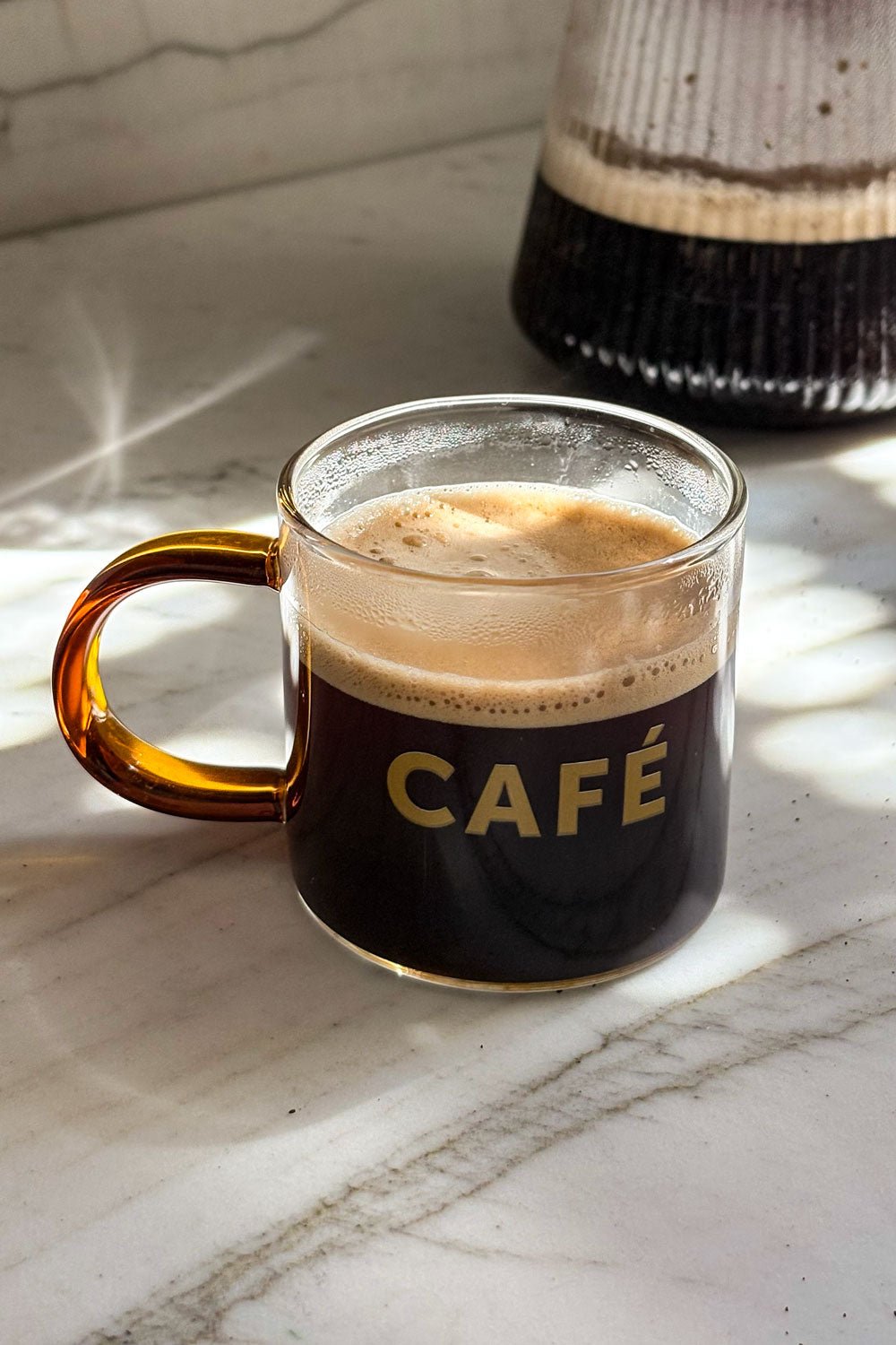 Detalles Taza Café De Vidrio Con Asa De Colores Naranja Cristina Oria