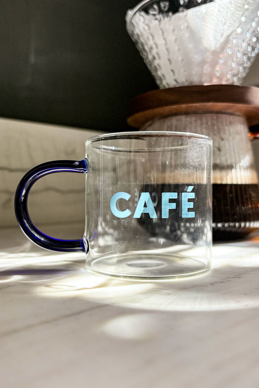 Taza Café De Vidrio Con Asa De Colores Azul Cristina Oria