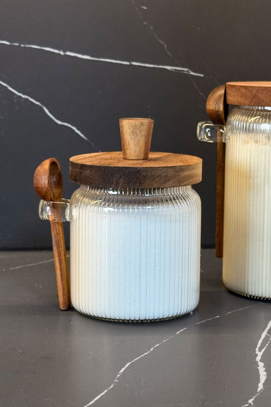 Azúcar Tarro De Cristal Con Cuchara De Madera Cristina Oria