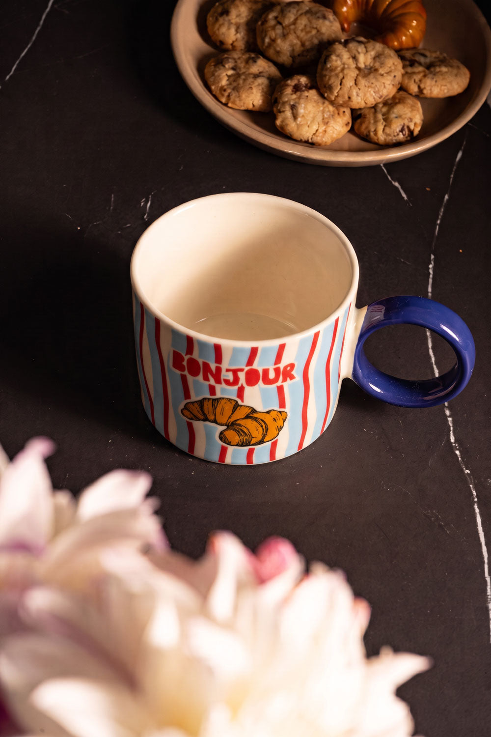 Detalles Bonjour Taza De Porcelana Retro Con Asa Redonda Cristina Oria