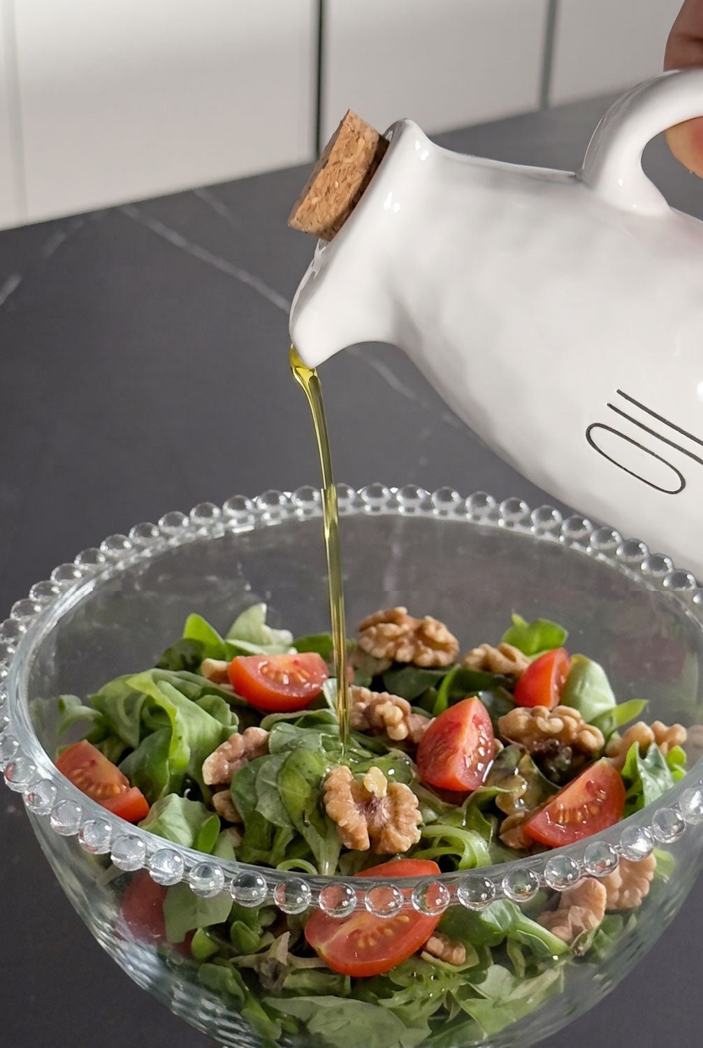 Detalles Ensalada Set Aceitera & Vinagrera De Porcelana Blanca Cristina Oria