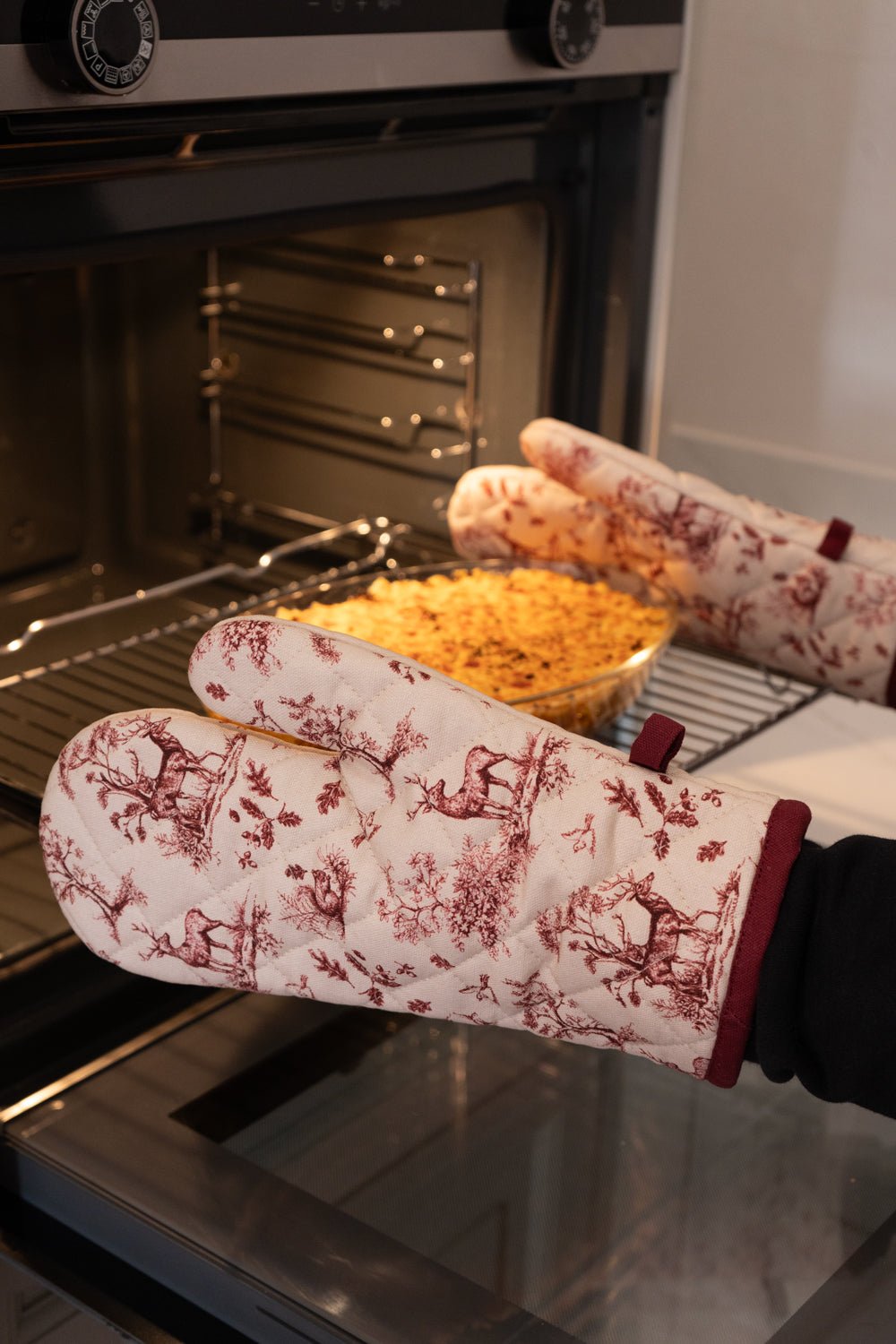 Guante Para Horno De Algodón Con Diseño De Ciervos Granate Cristina Oria