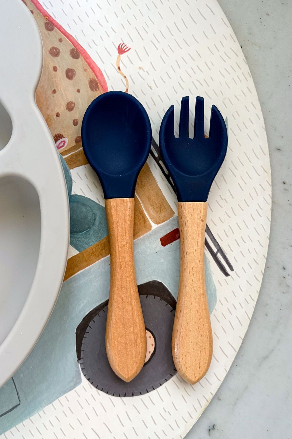 Juego De Dos Cubiertos De Silicona Azul Cristina Oria 