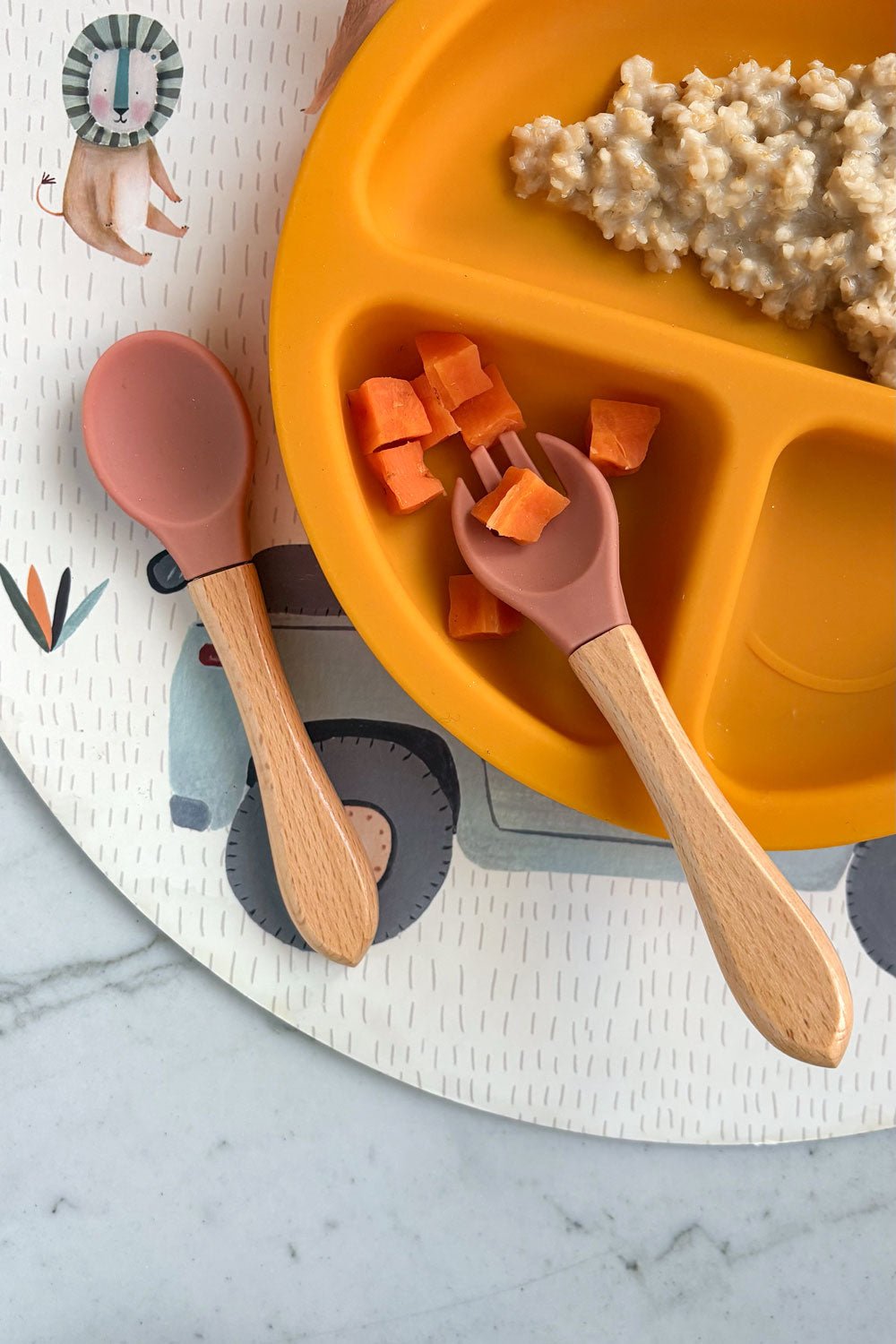 Detalle Juego De Dos Cubiertos De Silicona Rosa Cristina Oria 