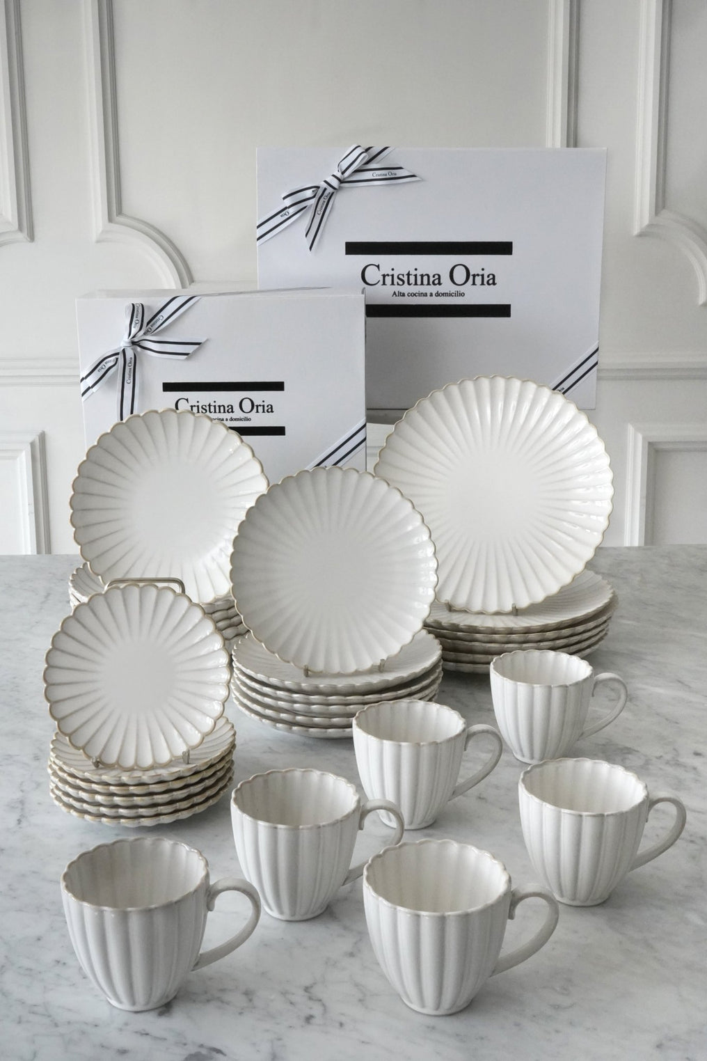 Vajilla Blanca Flor & Mug Seis Personas Cristina Oria 