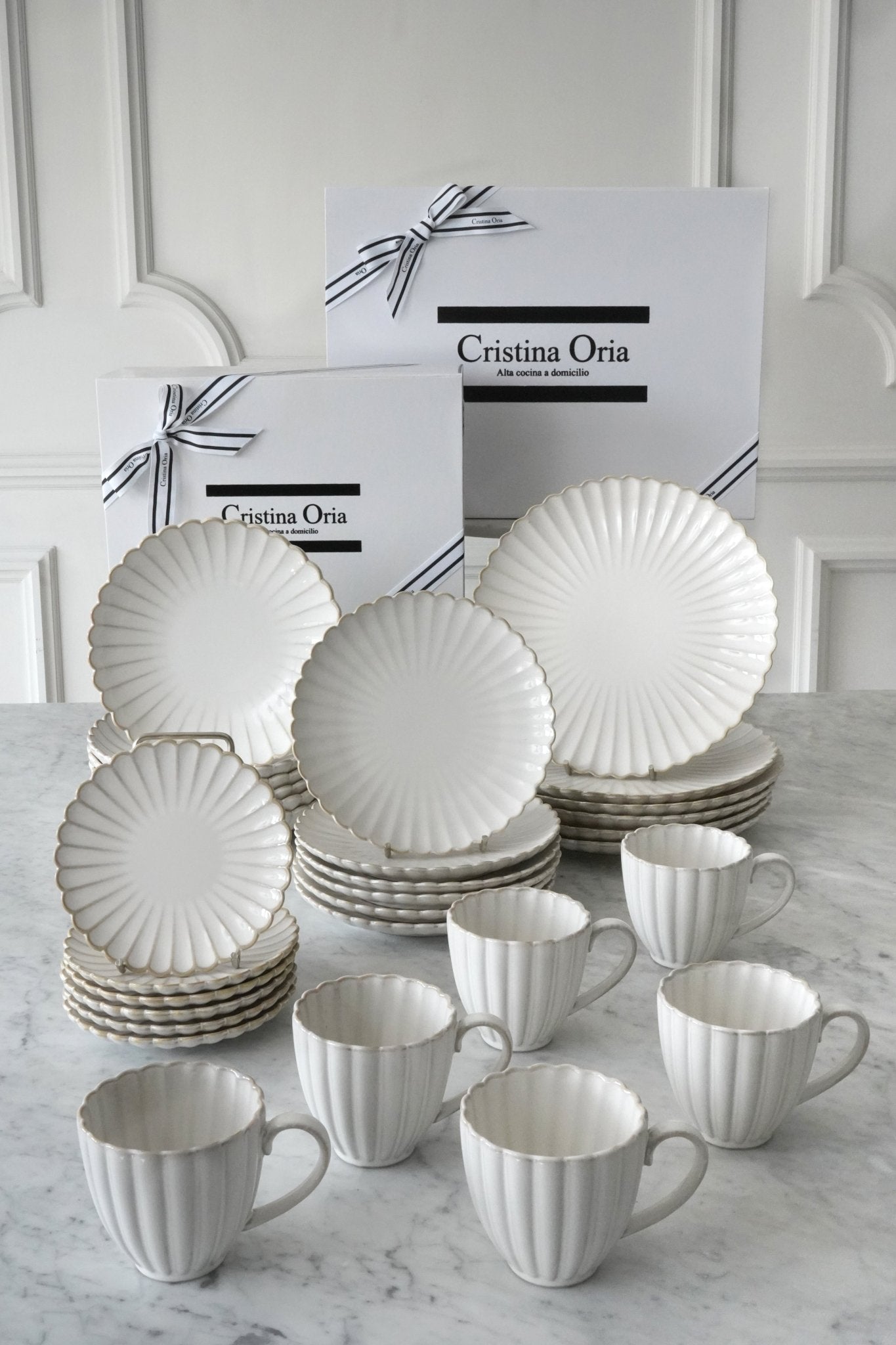Vajilla Blanca Flor & Mug Seis Personas Cristina Oria 