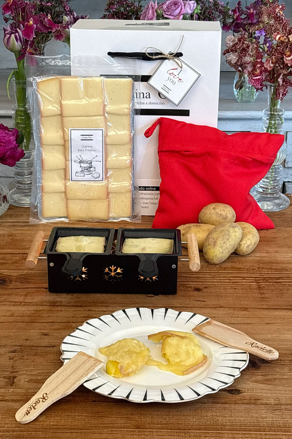 Bolsa Raclette Quesos Para Dos Personas Especial San Valentín Cristina Oria 