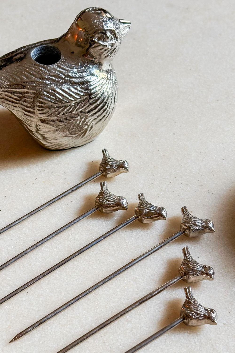 Detalles Pájaro Con Set De 6 Tenedores Especiales Aperitivo Cristina Oria