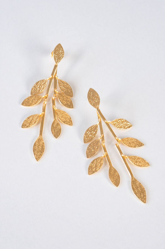 Pendientes Dorados Con Diseño Rama De Olivo Cristina Oria