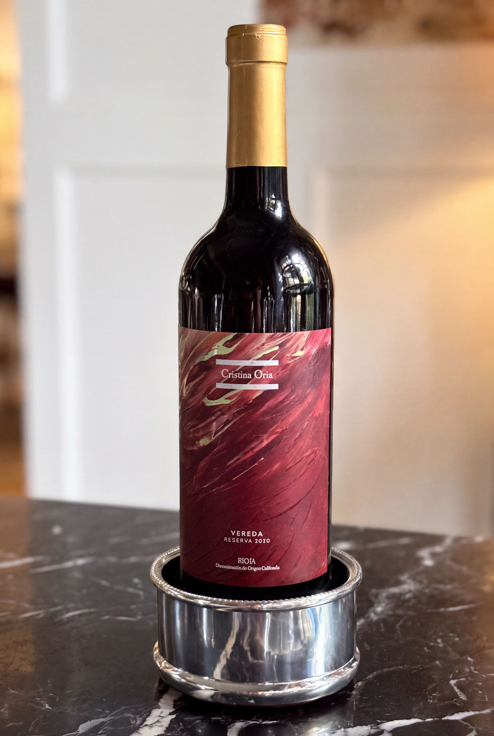 Posa Botellas De Plata Liso Pequeño Co Cristina Oria
