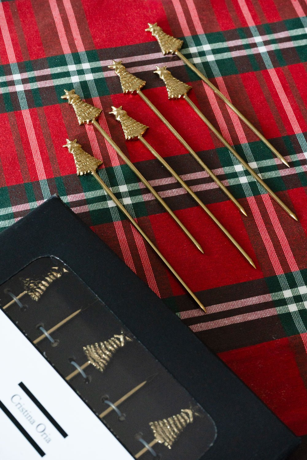 Set De 6 Pinchos De Bronce Con Diseño De Árbol Navidad Cristina Oria 