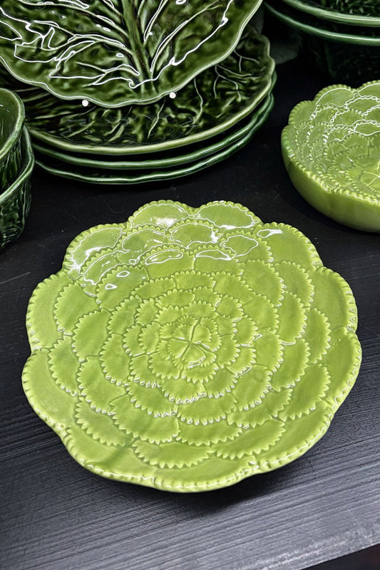 Plato De Postre Flor Verde En Relieve Cristina Oria 