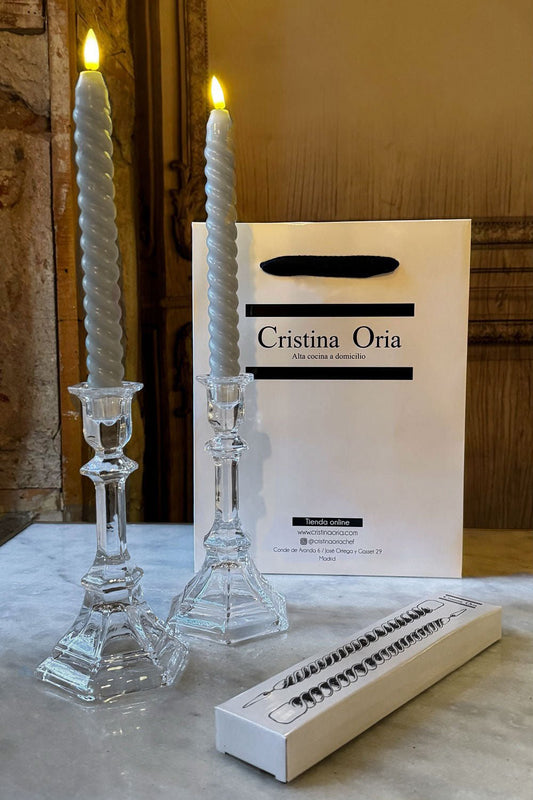 Set De 2 Candelabros De Cristal Grandes & Velas LED