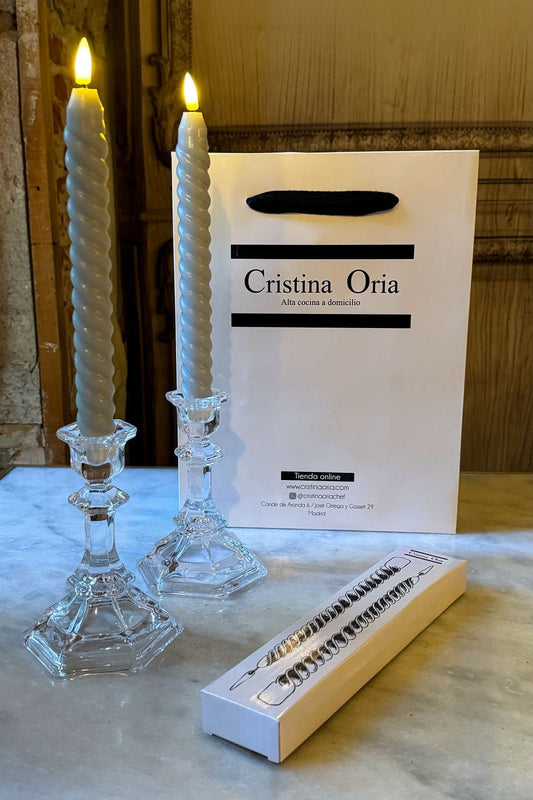 Set De 2 Candelabros De Cristal Medianos & Velas LED Cristina Oria 