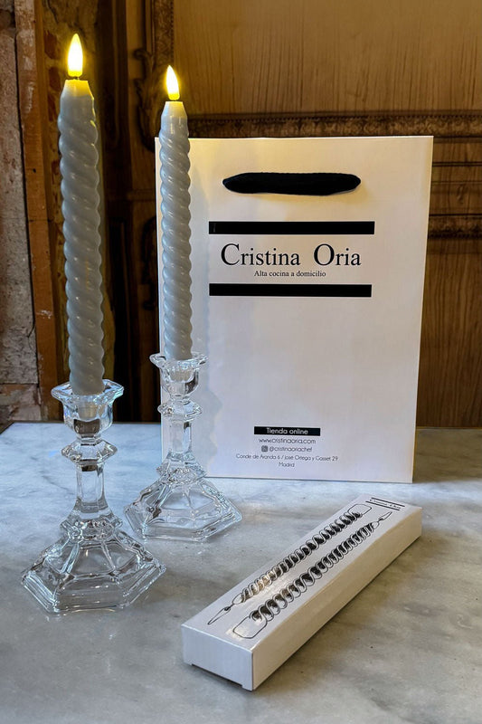 Set De 2 Candelabros De Cristal Medianos & Velas LED